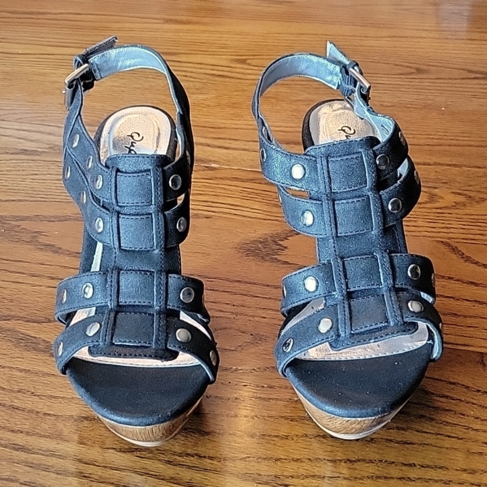 Qupid Studded Wedge Heel